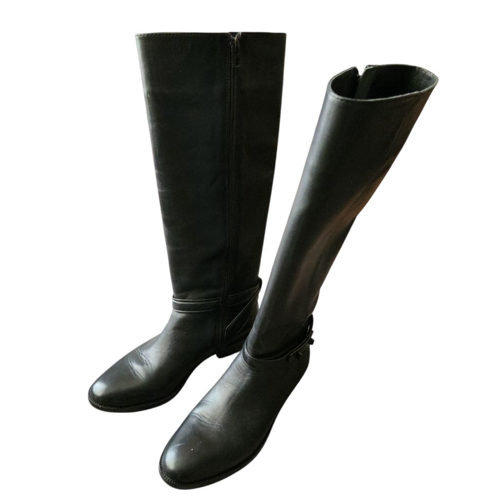 Coach Womens Black Leather Heeled Boots Size 6 - Picture 2 of 10